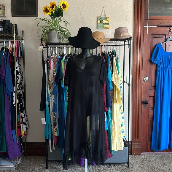 The Paragon Dresses Paragon 2x Maxi Slip Dress Black Sheer